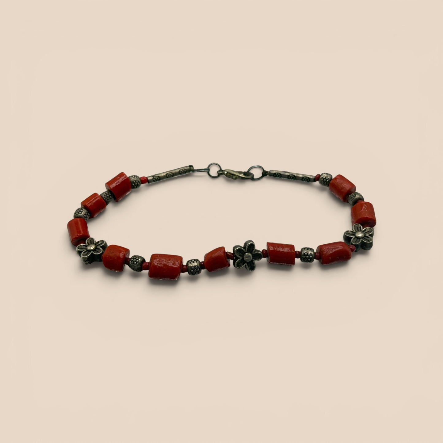 Bracelet corail argenté