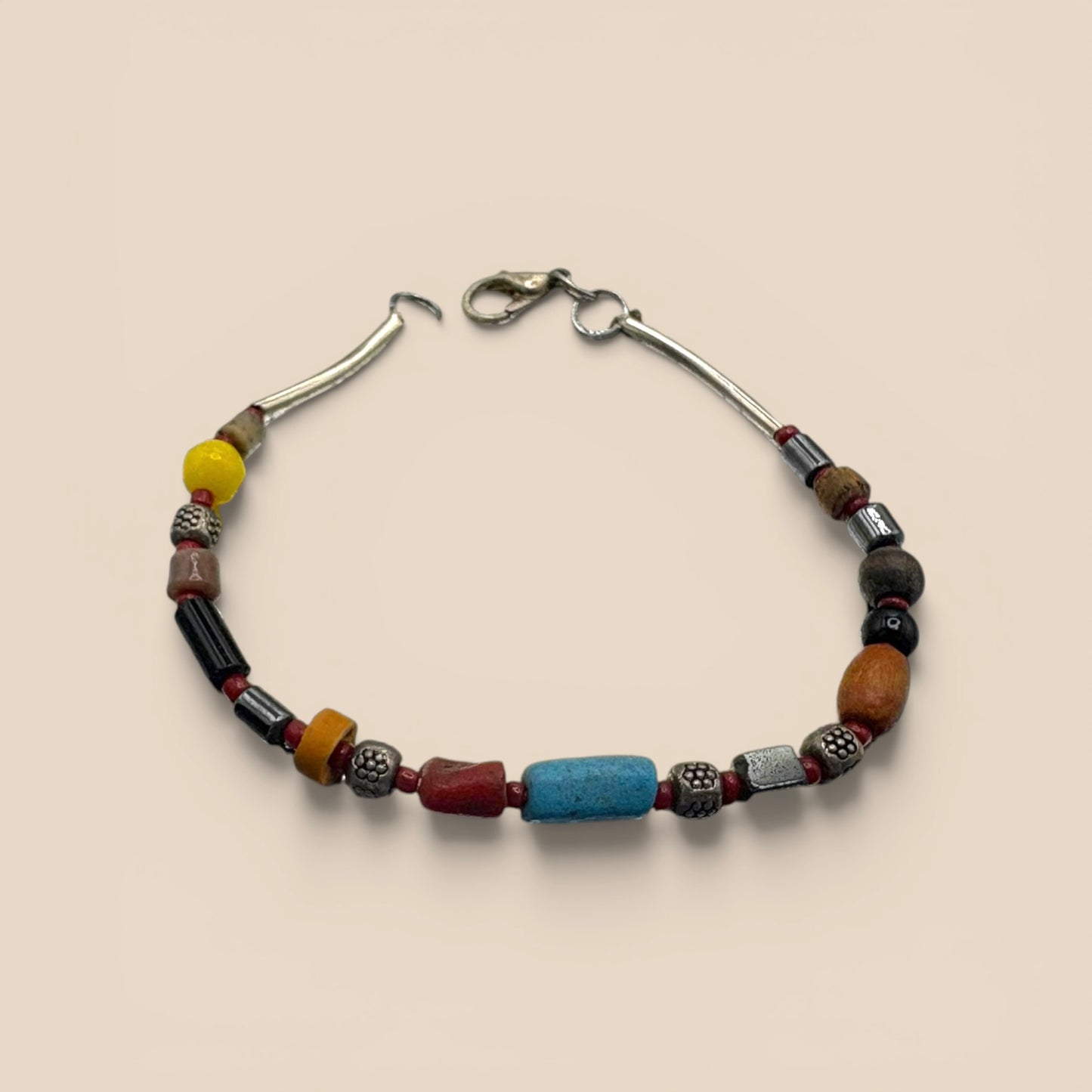 Bracelet perles multicolores barres