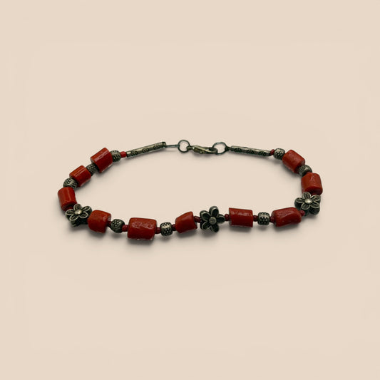 Bracelet corail argenté