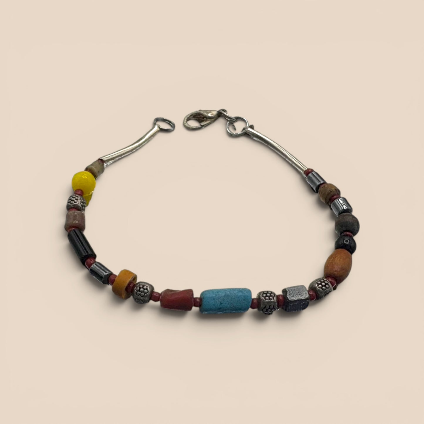 Bracelet perles multicolores barres