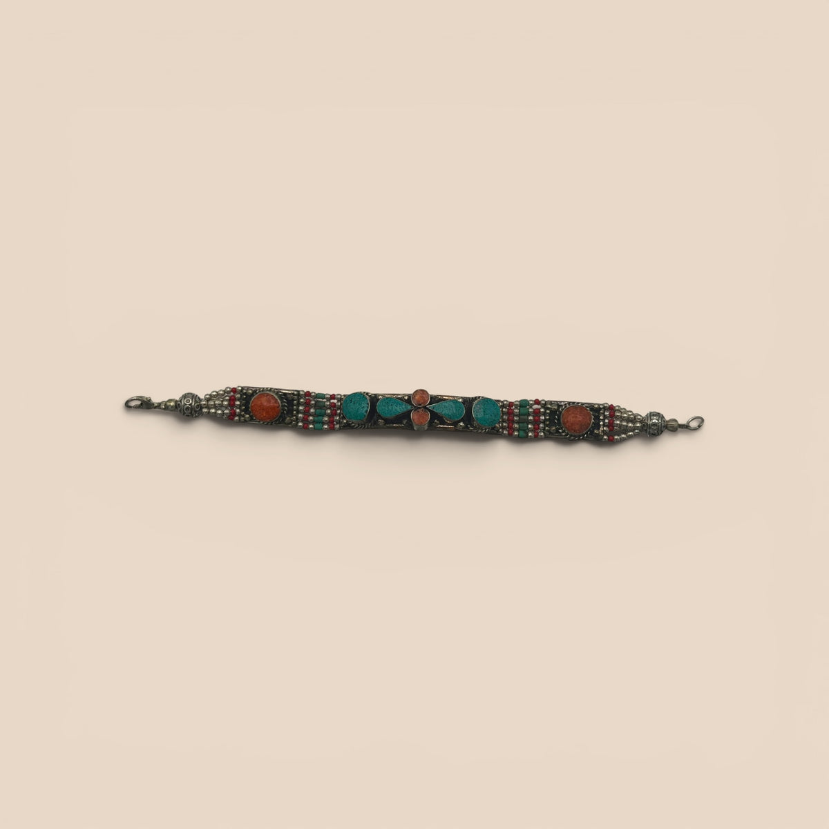 Bracelet fin turquoise corail perles barres