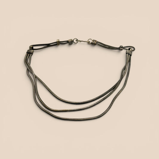 Collier multi-rangs chaîne argenté