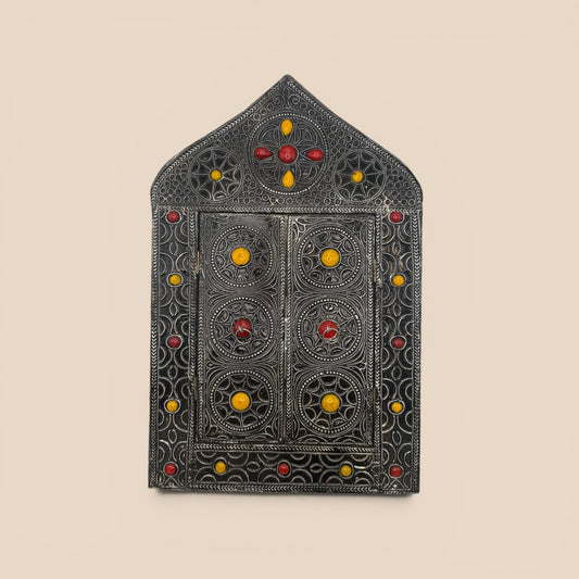 Miroir plaque argenté à pierres grand
