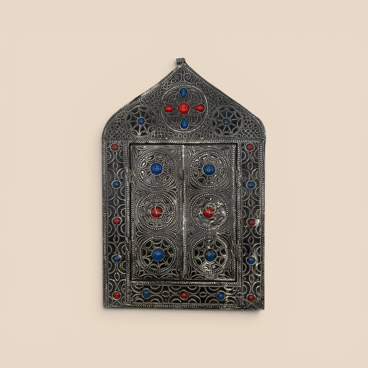 Miroir plaque argenté à pierres grand