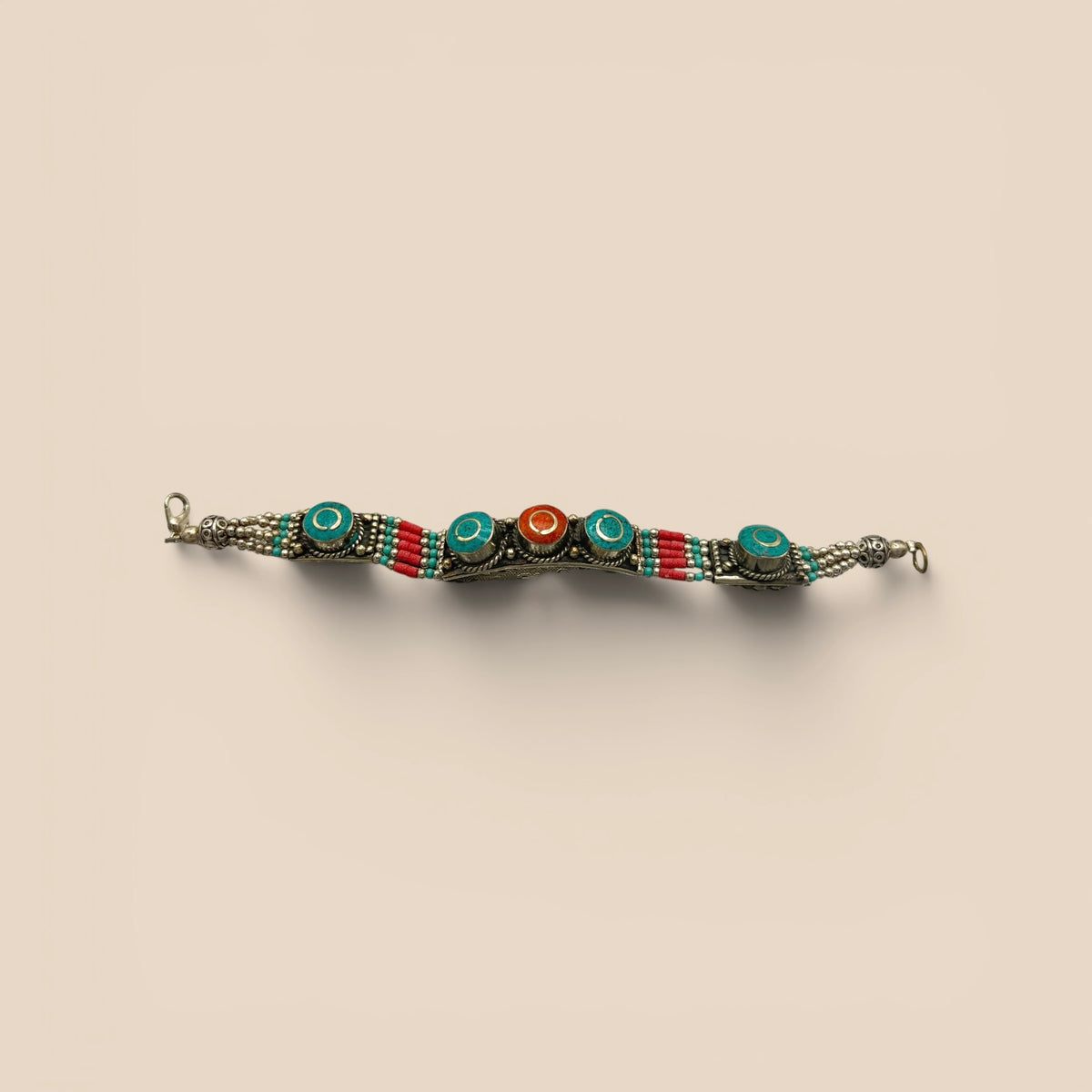 Bracelet fin turquoise corail ambre