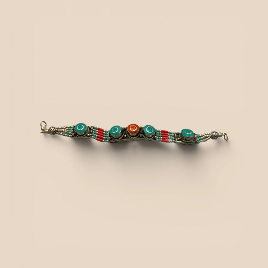 Bracelet fin turquoise corail ambre