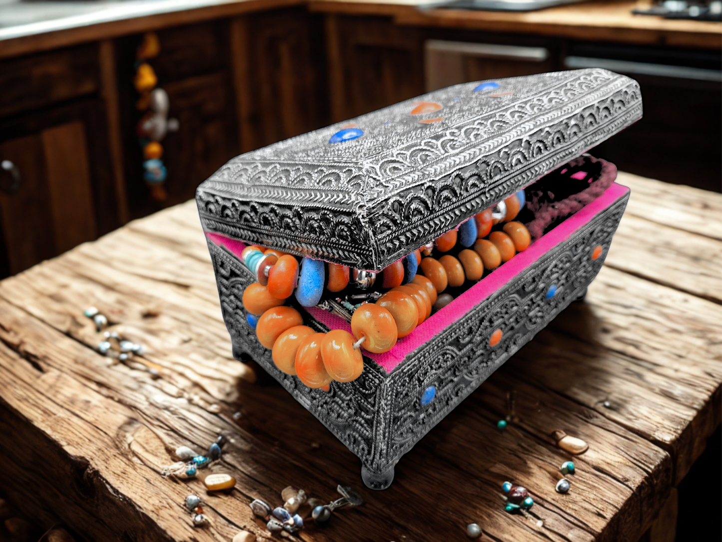 Boite à bijoux aregntée